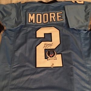 DJ Moore Autographed Carolina Panthers Blue Custom Football Jersey - BAS
